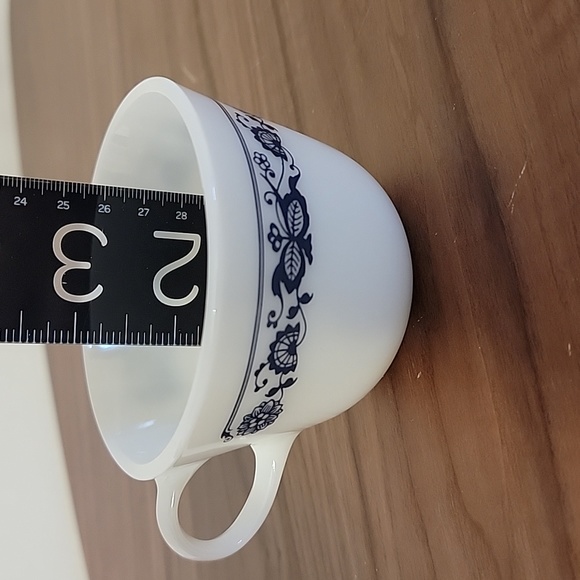 Pyrex Corelle Corning Old Town Blue Onion White Milk Glass Coffee Tea Flat Cup - Picture 15 of 15